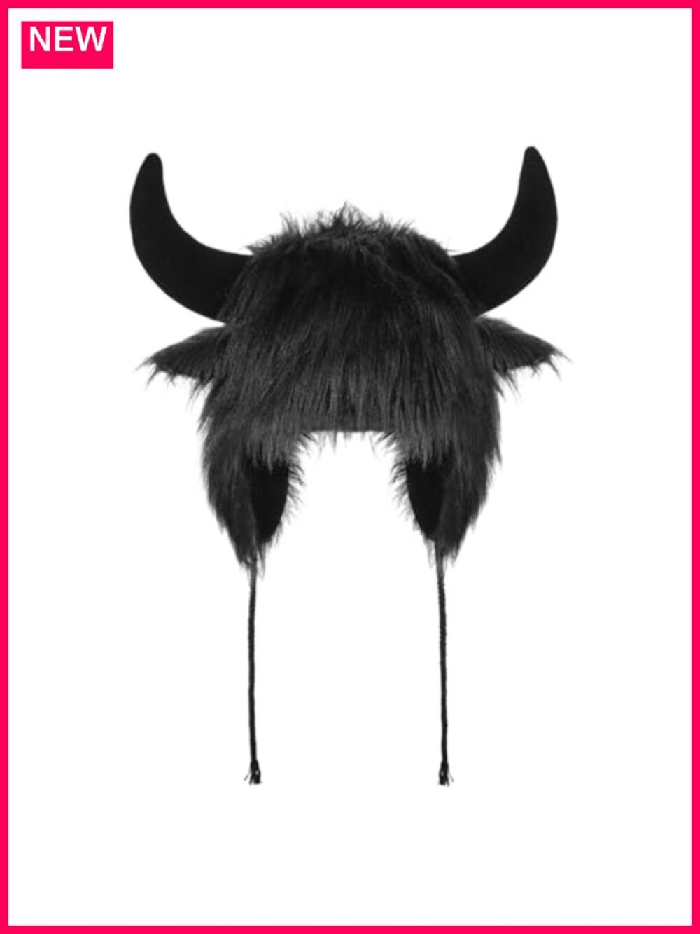 Winter Plush Trapper Hat with Horns Faux Fur Animal Beanie